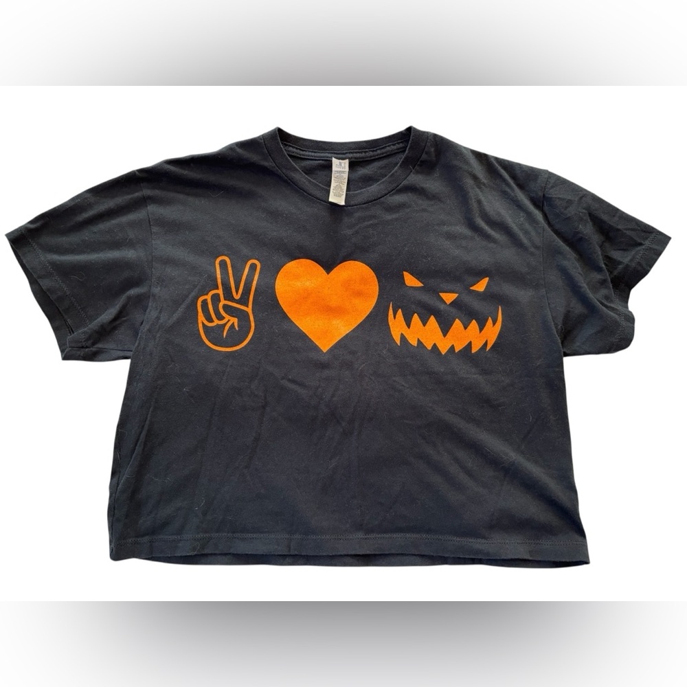 Black Halloween Crop T-Shirt